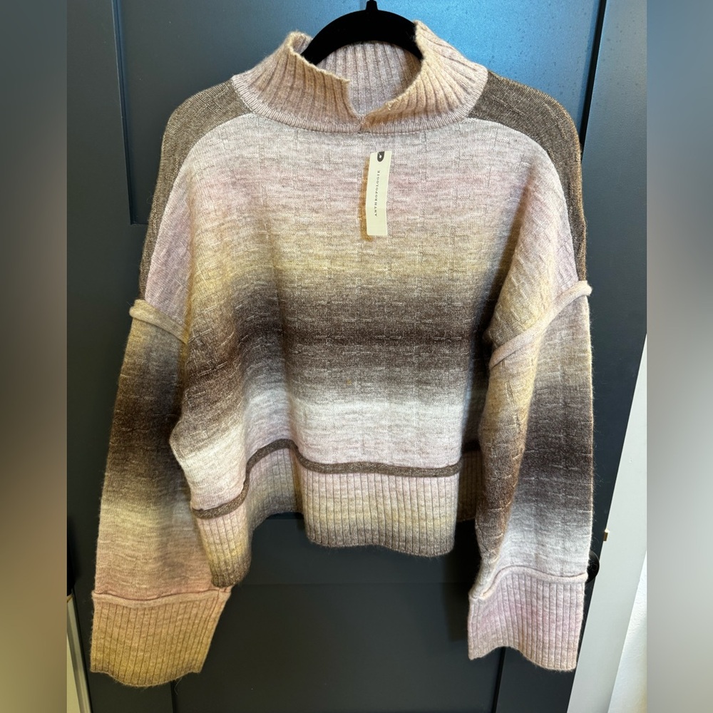 Anthropology Striped Ombre Cozy Ribbed Turtleneck Sweater - Multi.  Brand new